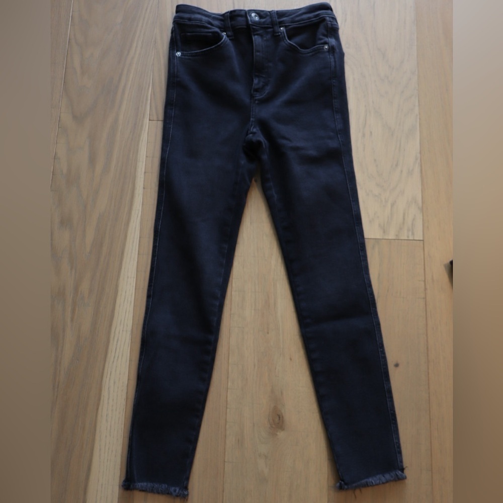 We The Free by Free People Black Frayed Hem Skinny Jeans